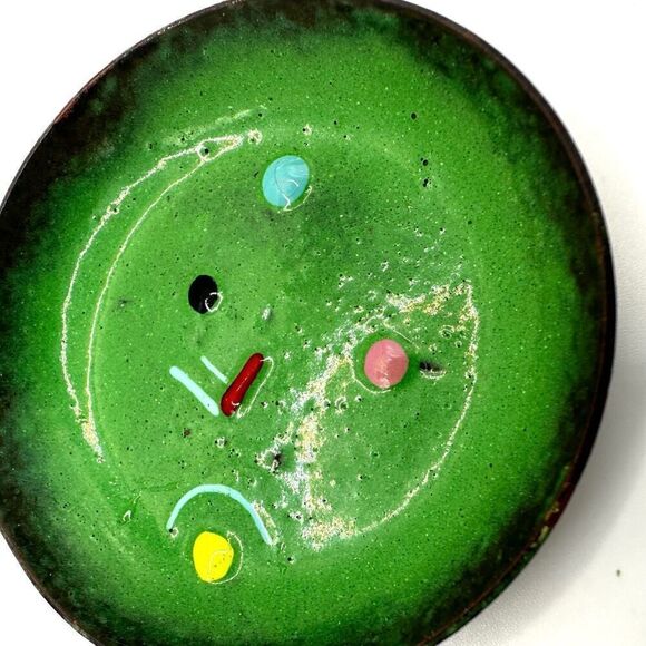 Green cloisonné small trinket dish - Picture 6 of 7